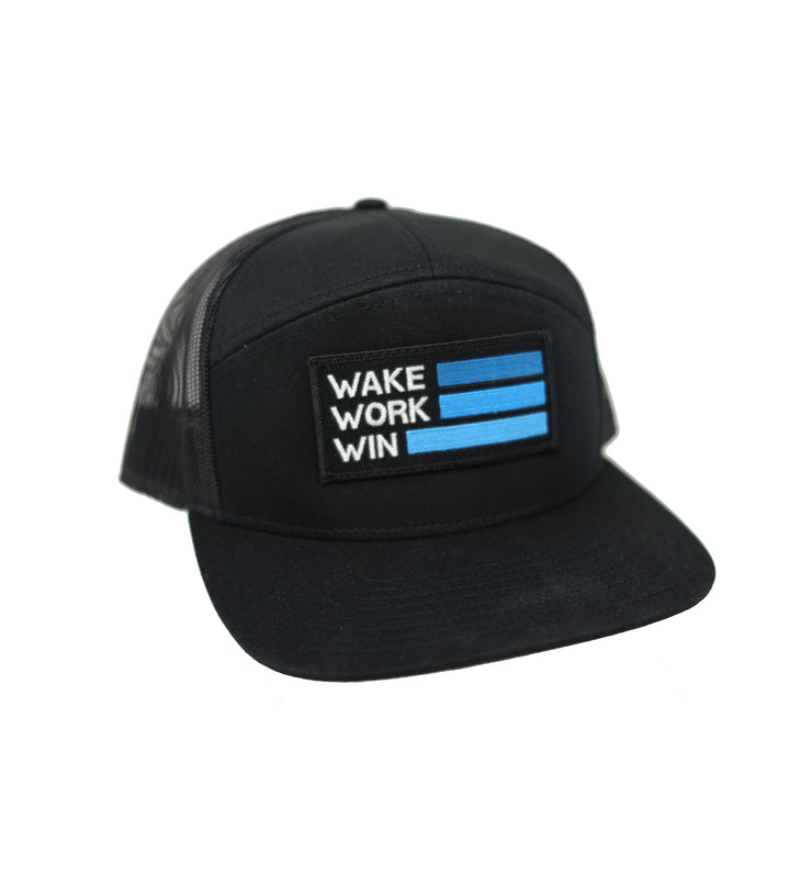 Wake Work Win Hat - Black - Rectangle Patch Logo