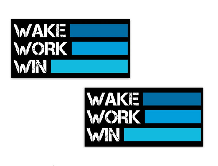 Wake Work Win Stickers (Rectangle - 2 Pack)